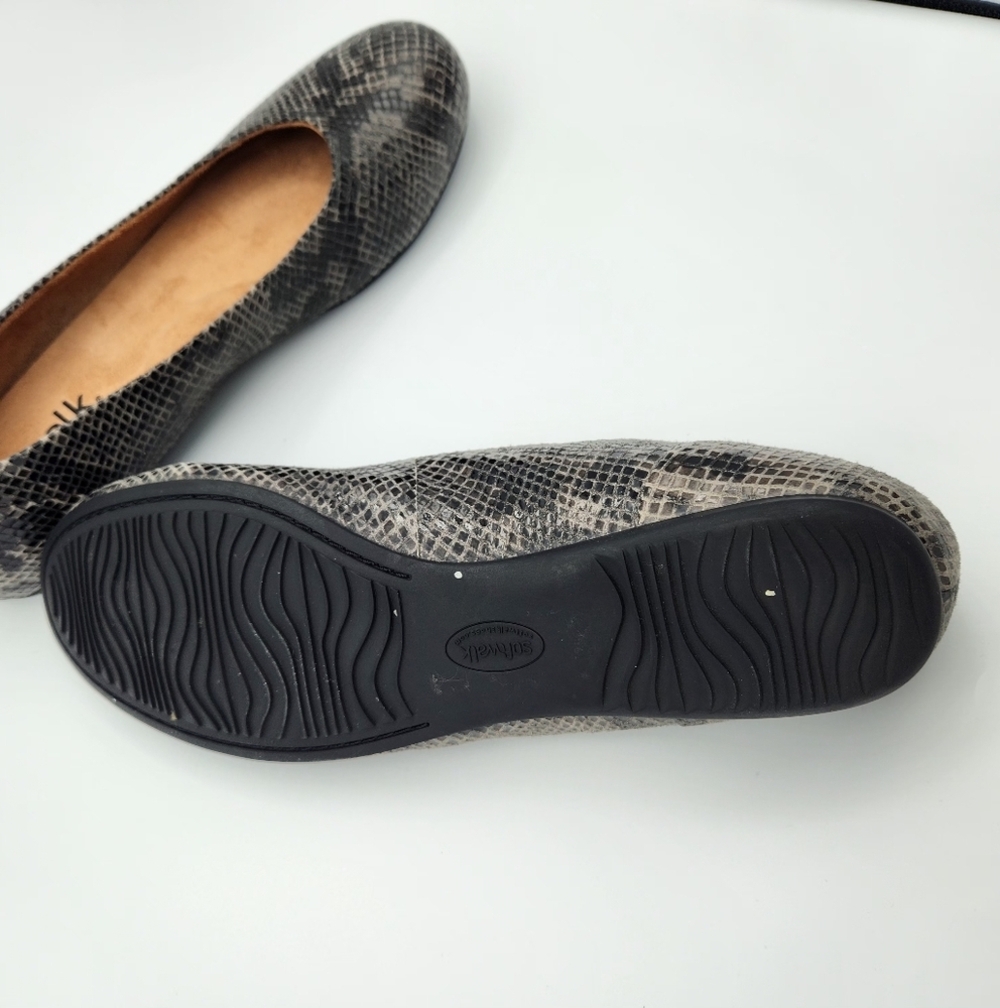 Softwalk Womens Sonoma‎ Gray/Black Leather Ballerina Flats 11 N - Picture 4 of 6